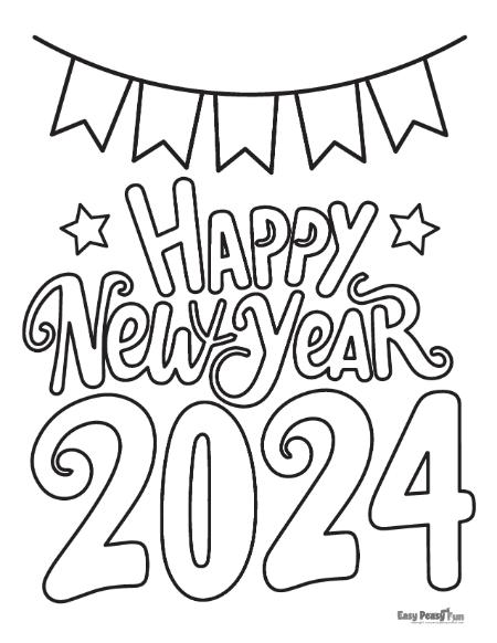 Happy new year coloring pages