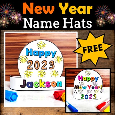 Free printable new year coloring hat