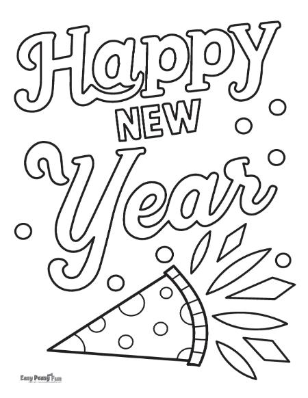 Happy new year coloring pages