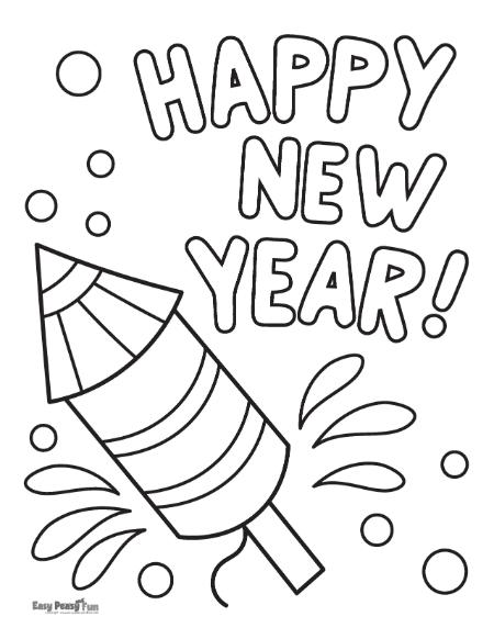 Happy new year coloring pages