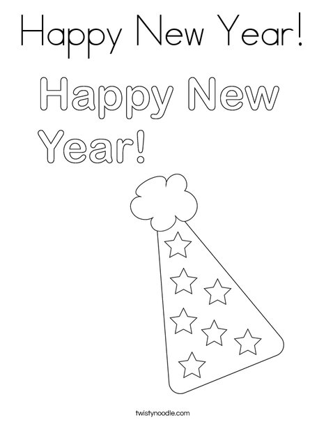 Happy new year coloring page