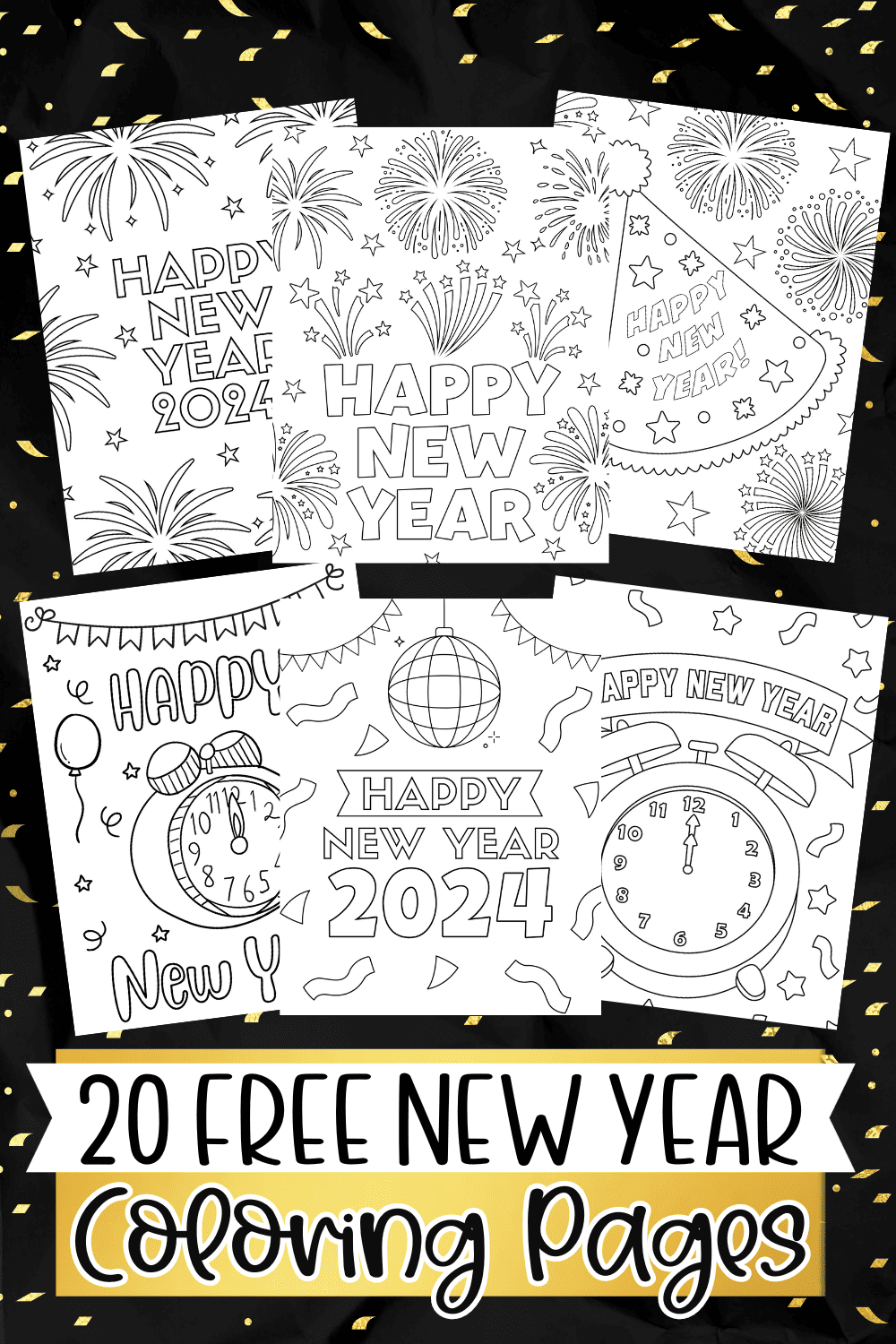 Free new year coloring pages for