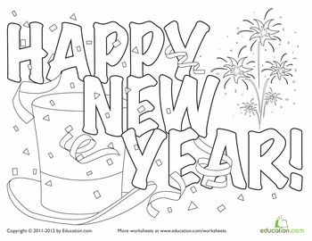 Festive new year hat coloring page worksheet education new year coloring pages christmas coloring pages coloring pages