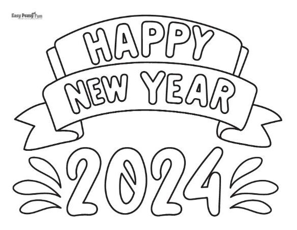 Happy new year coloring pages