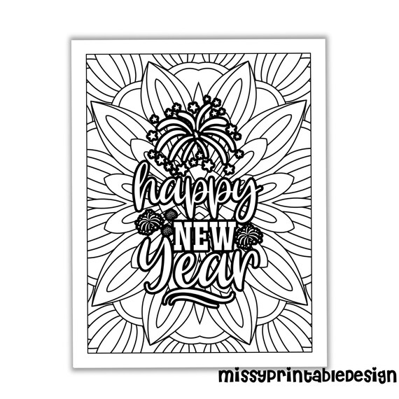 New years quotes coloring pages adult coloring pages pattern coloring pages new years quotes wall art instant download