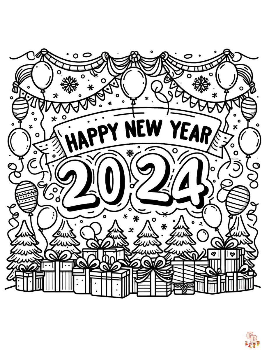 Printable new years coloring pages free for kids and adults