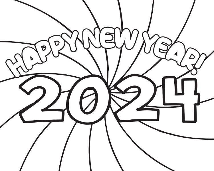 Happy new year coloring pages for