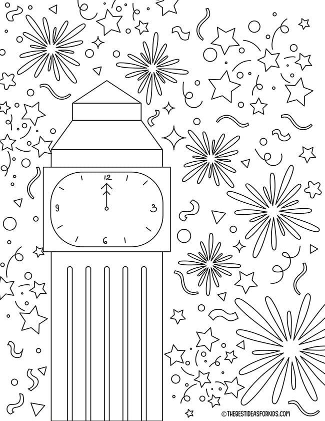 New years coloring pages free printables