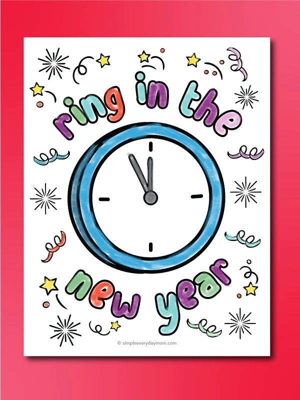 Free new years eve coloring pages for kids