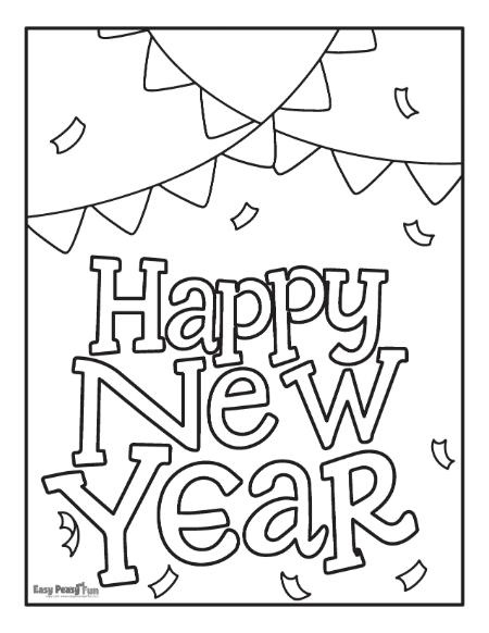 Happy new year coloring pages