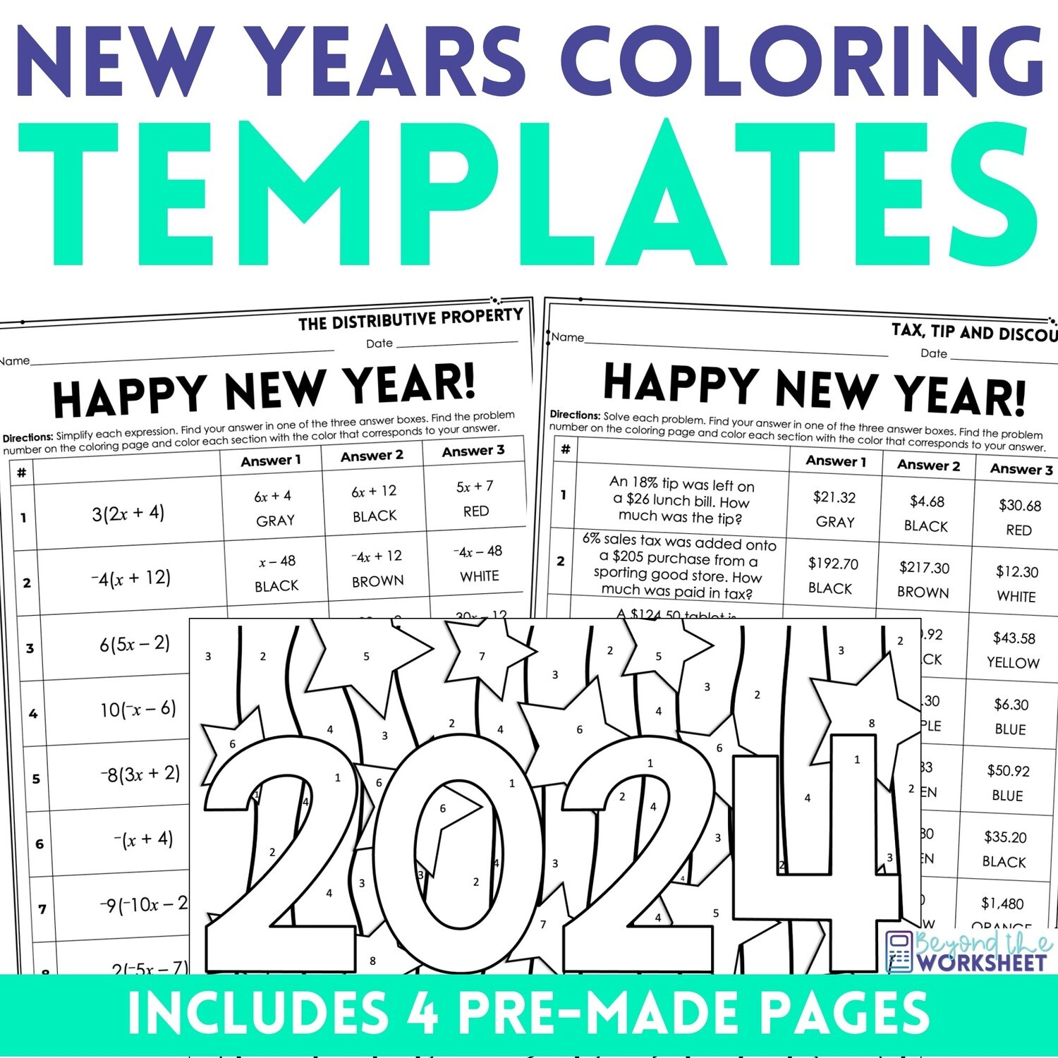 Editable new years coloring pages