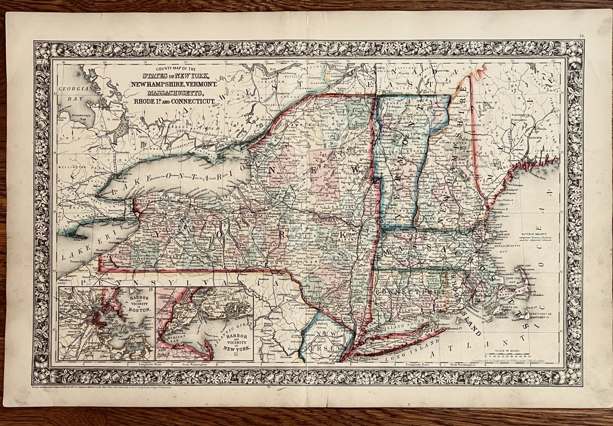 Unty map of the states of new york new hampshire vermont massachusetts rhode is and nnecticut by s augustus mitchell map mediumraremapsm