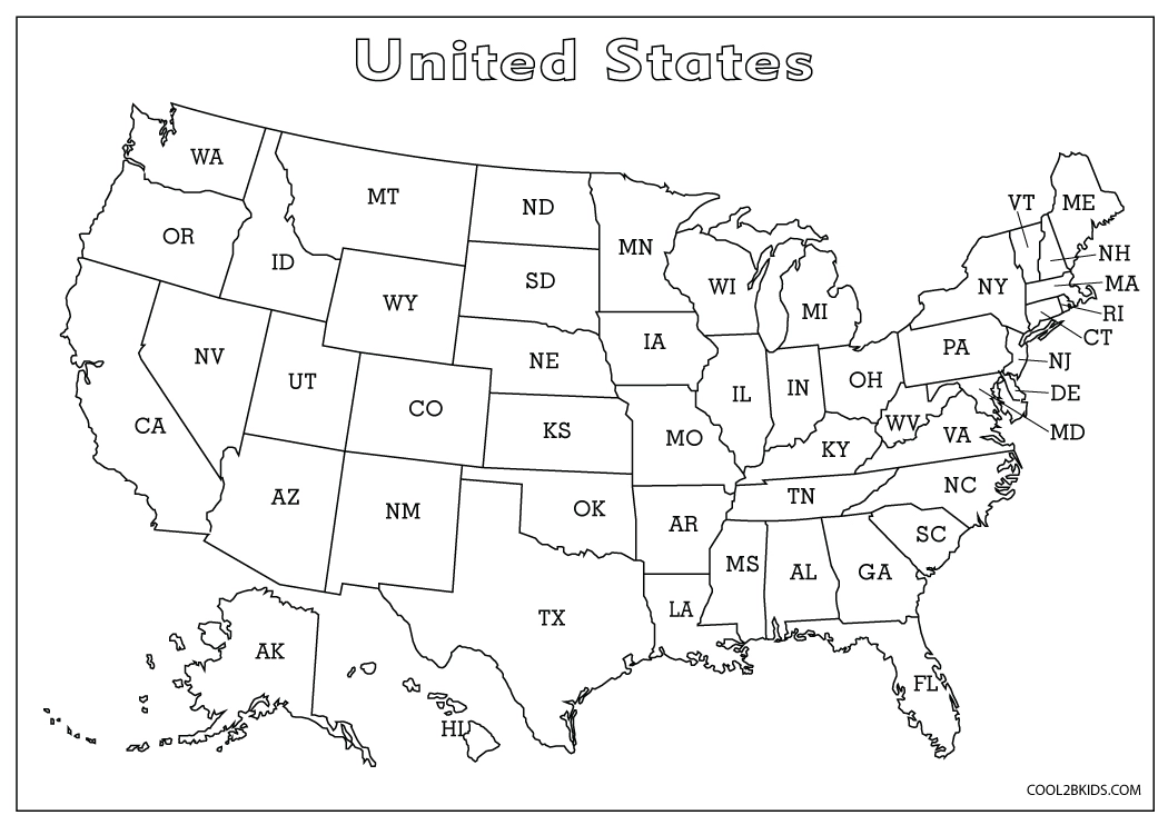 Free printable us map coloring pages for kids