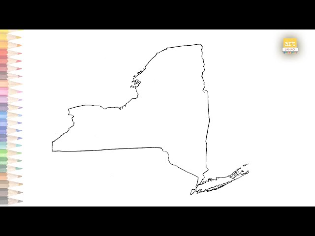 New york outline map how to draw new york map outline step by step map drawing art janag