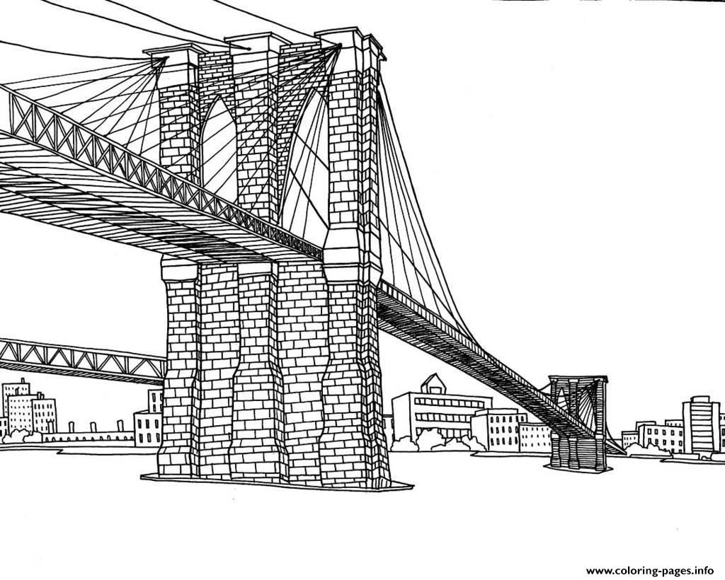 Print city adult new york pont brooklyn coloring pages coloring pages adult coloring pages steampunk city