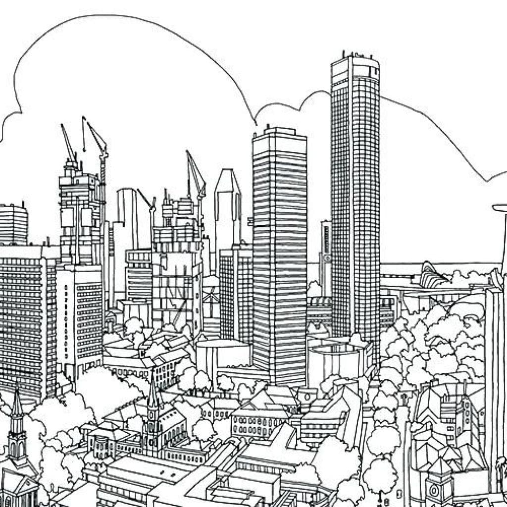 Skyscrapers in new york city coloring page