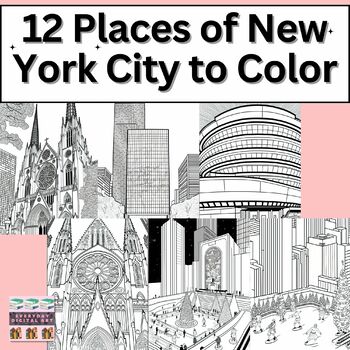 New york city coloring pages for adults iconic landmarks to color set