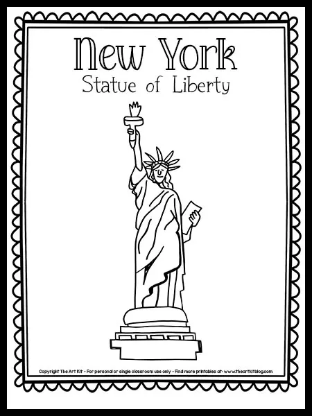 Free printable new york statue of liberty coloring page â the art kit