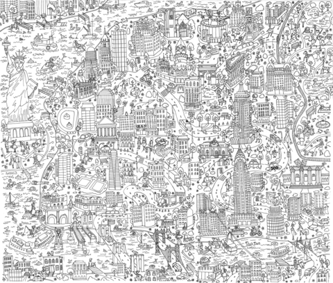 New york doodle coloring page free printable coloring pages