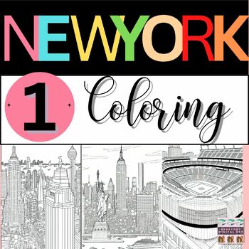 New york city coloring pages for adults iconic landmarks to color set