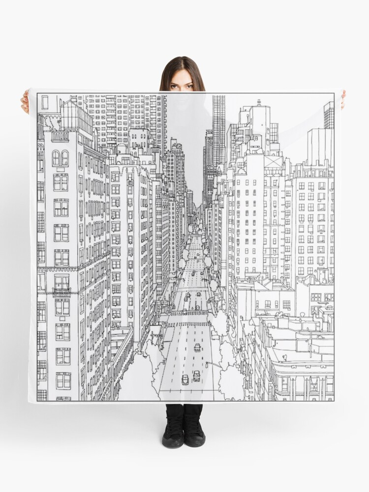 Adult coloring pages new york scarf by yuna