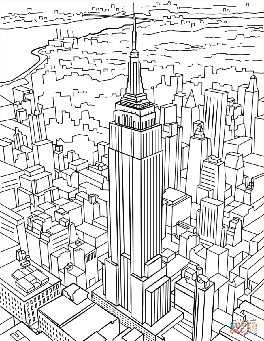 Empire state building coloring page free printable coloring pages