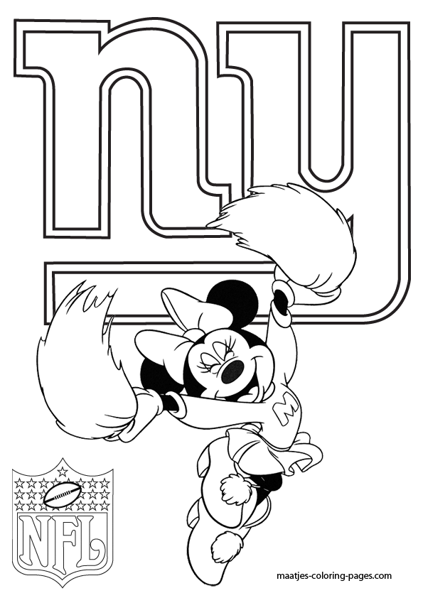 New york giants minnie mouse cheerleader coloring pages