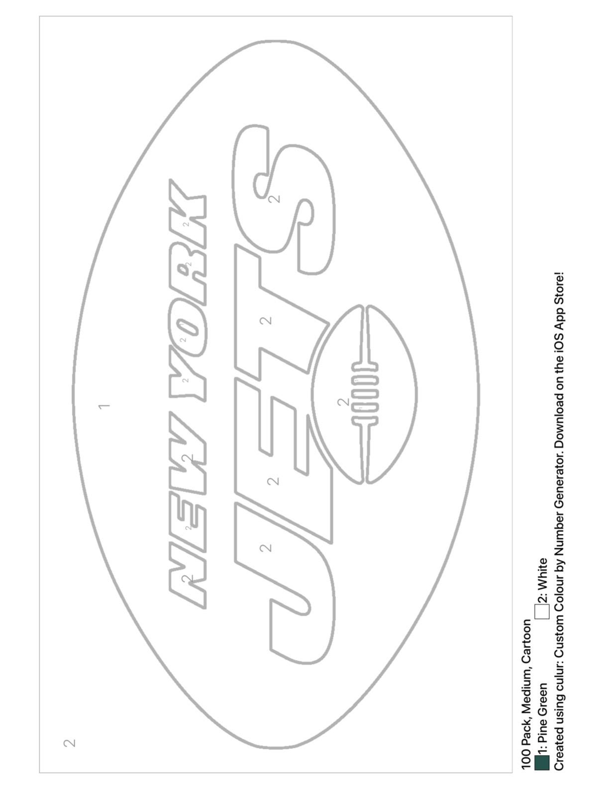 Printable color by number of the jets logo great for the family rnyjets