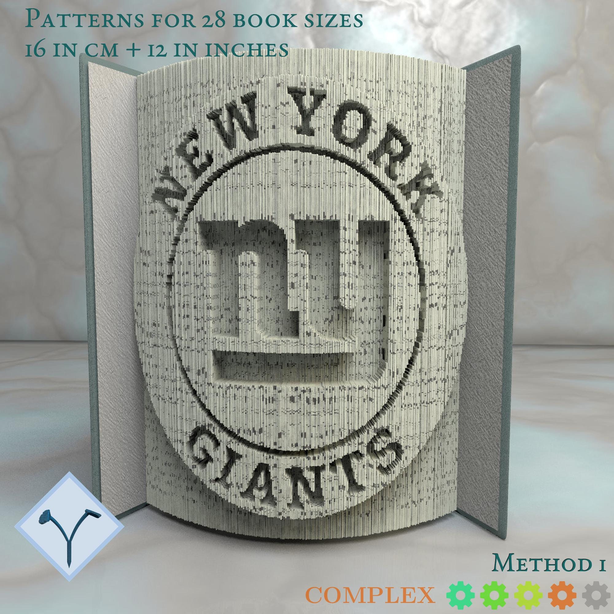 Nfl new york giants book folding pattern instruction diy folded book art cut and fold books only cut free patterns free texture