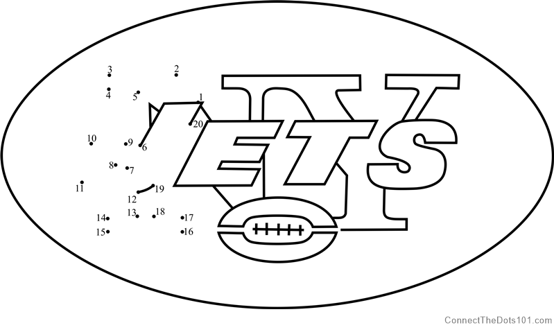 New york jets logo dot to dot printable worksheet