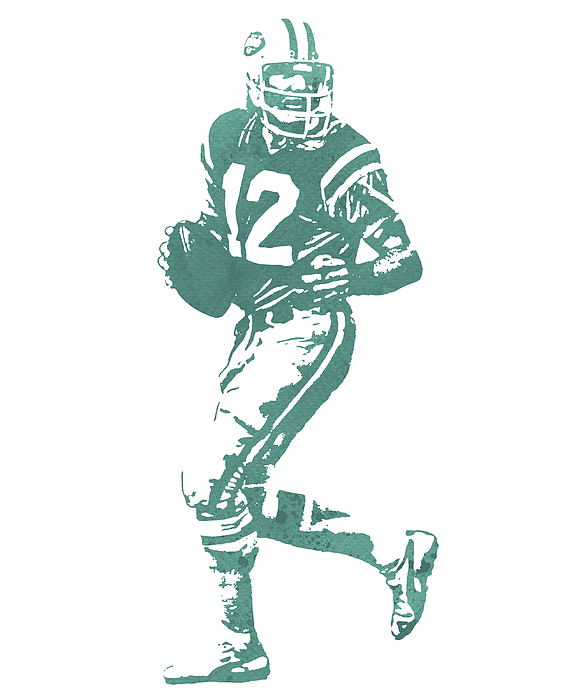 Joe namath new york jets watercolor strokes pixel art spiral notebook by joe hamilton