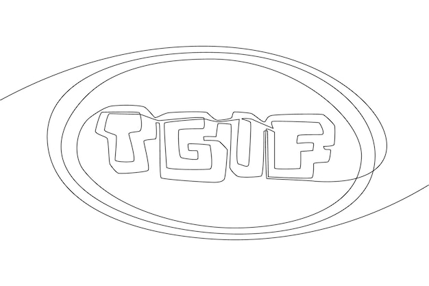 Premium vector single line drawing of motivational and inspirational lettering quote tgif thanks god its friday