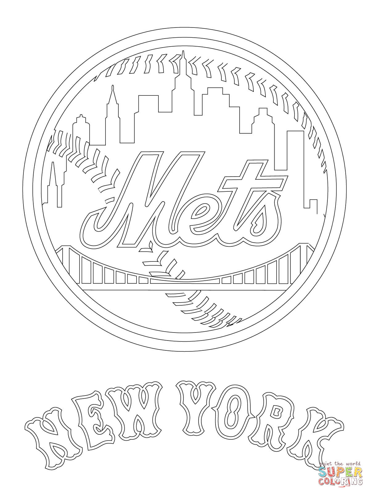 New york mets logo coloring page free printable coloring pages