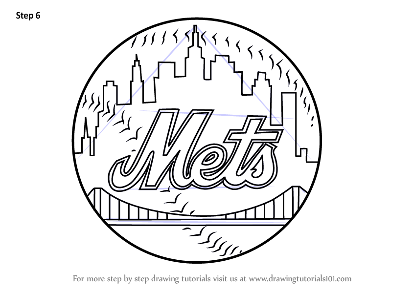 How to draw new york mets logo mlb step by step