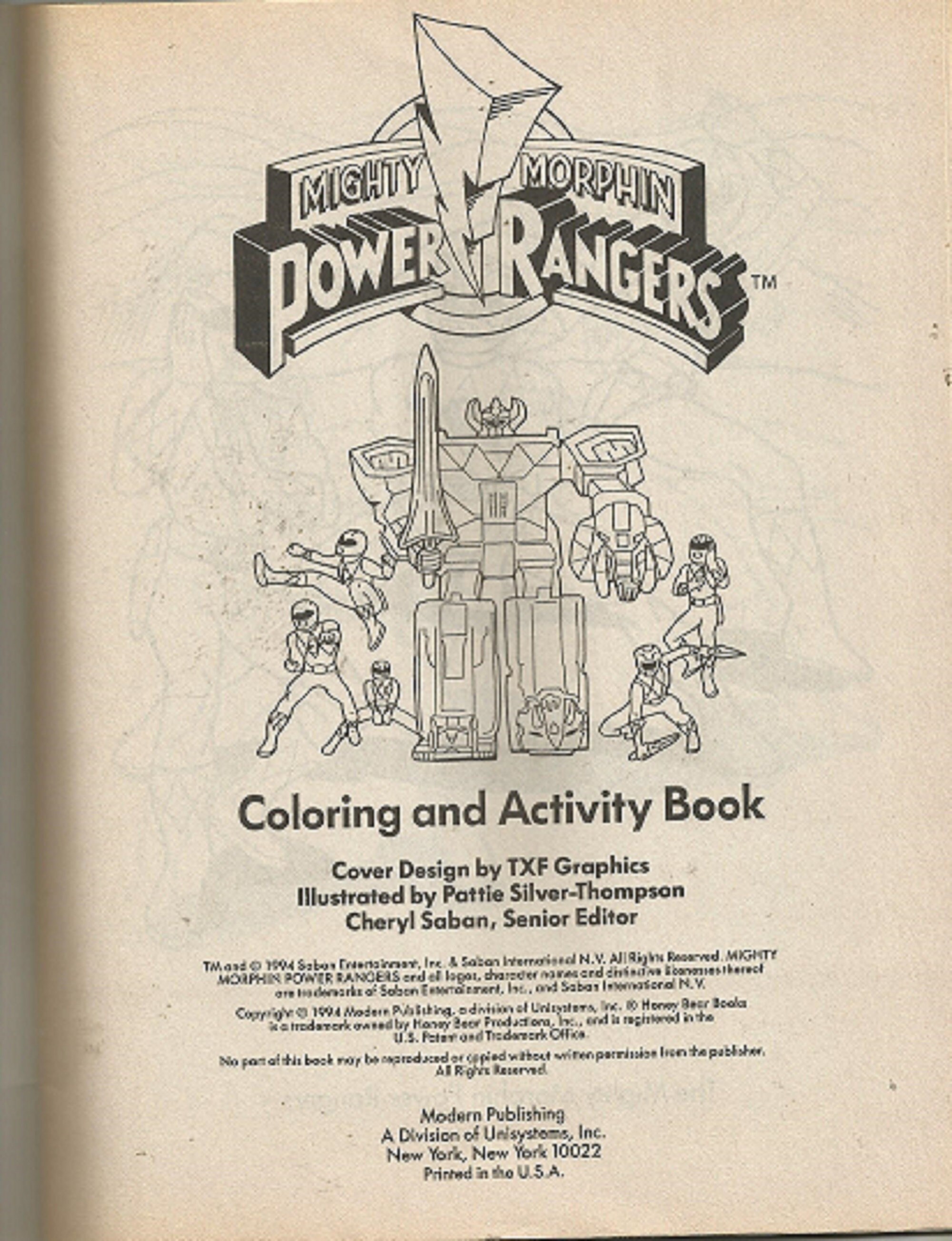 Vintage mighty morphin power rangers coloring and activity book mazes dot