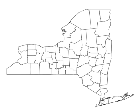 Outline map of new york counties coloring page free printable coloring pages