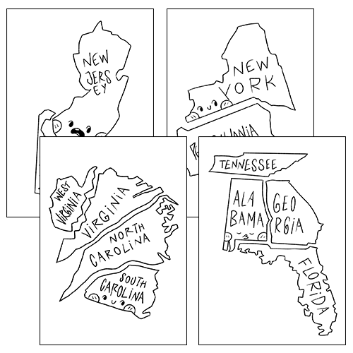 Us states coloring bundle coloring page color by number dot to dot made by teachers