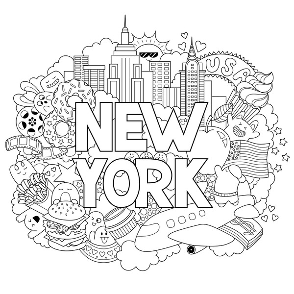 Hundred coloring page new york city royalty