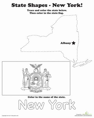 Trace the outline of new york worksheet education map of new york education social studies worksheets