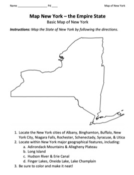New york map geographical map of the empire state by founding fathers usa