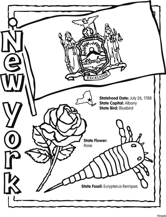 State of new york free coloring page