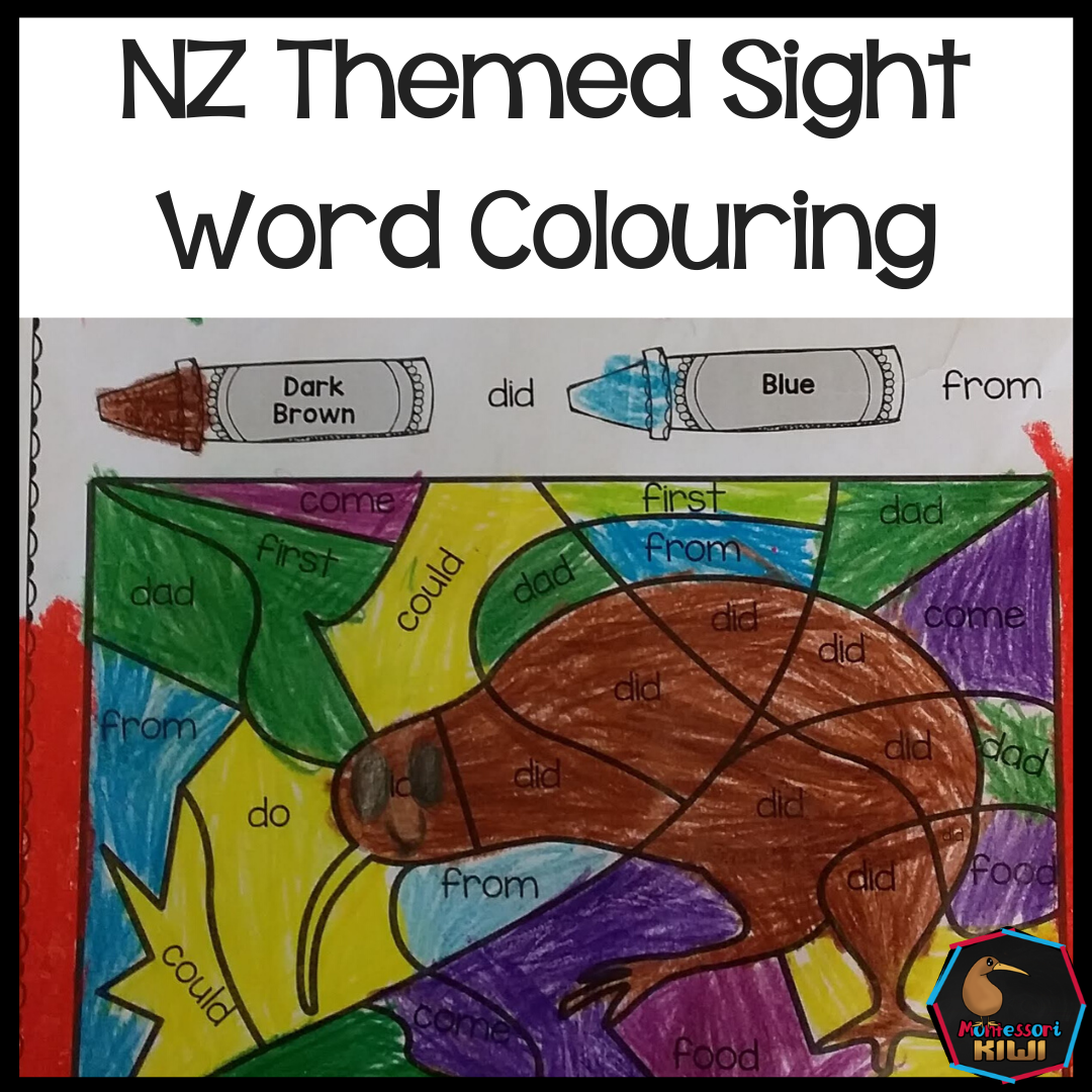 New zealand themed sight word colouring â