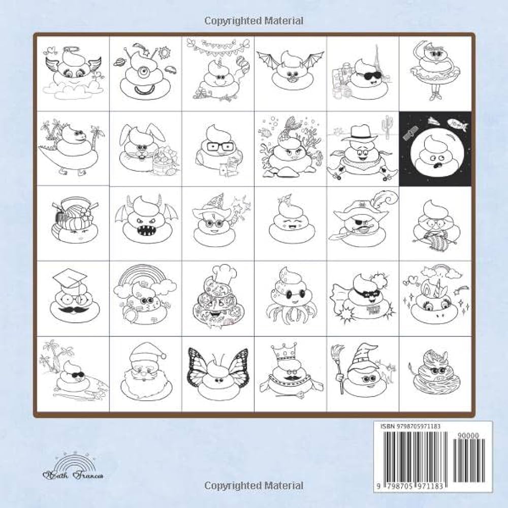 Poop coloring book funny poop emoji coloring pages for kids or adults frances cath books
