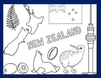 New zealand coloring page for kids by lailabee tpt