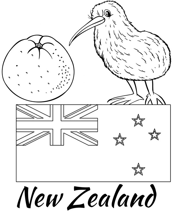 Country new zealand flag coloring picture