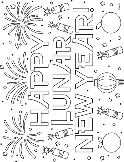 Happy lunar new year coloring page