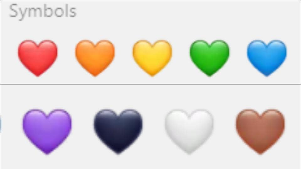 Heart emojis heres which relationship each colour stands for