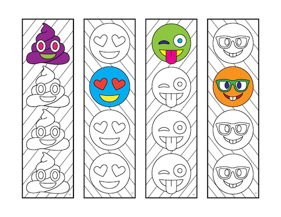 Emoji bookmarks pdf coloring page