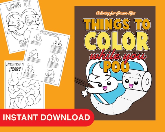 Things to color while you poo coloring pages instant download printable art poop coloring book for kids and adults with poop emoji cute