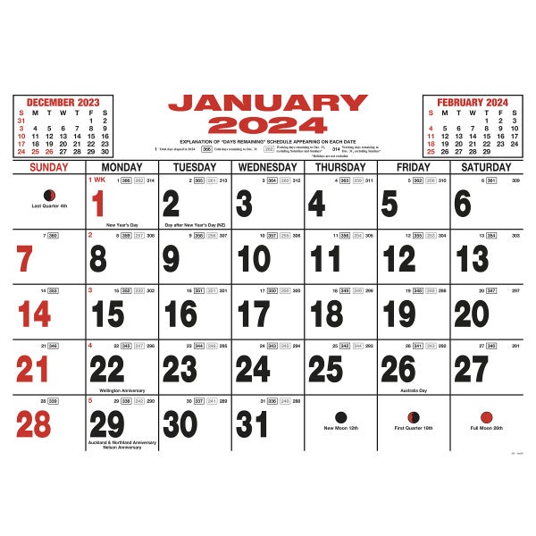 King size calendar paper plus